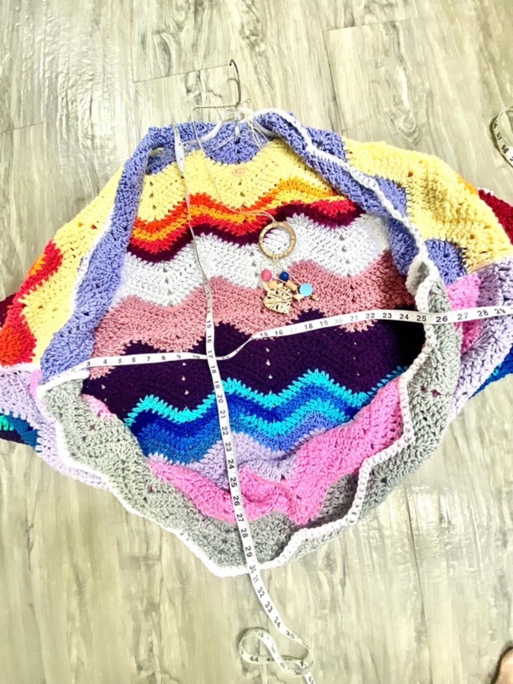 Artisan Chevron unicorn boho Cocoon shrug kimono cover up w cottagecore vibe - Picture 5 of 10